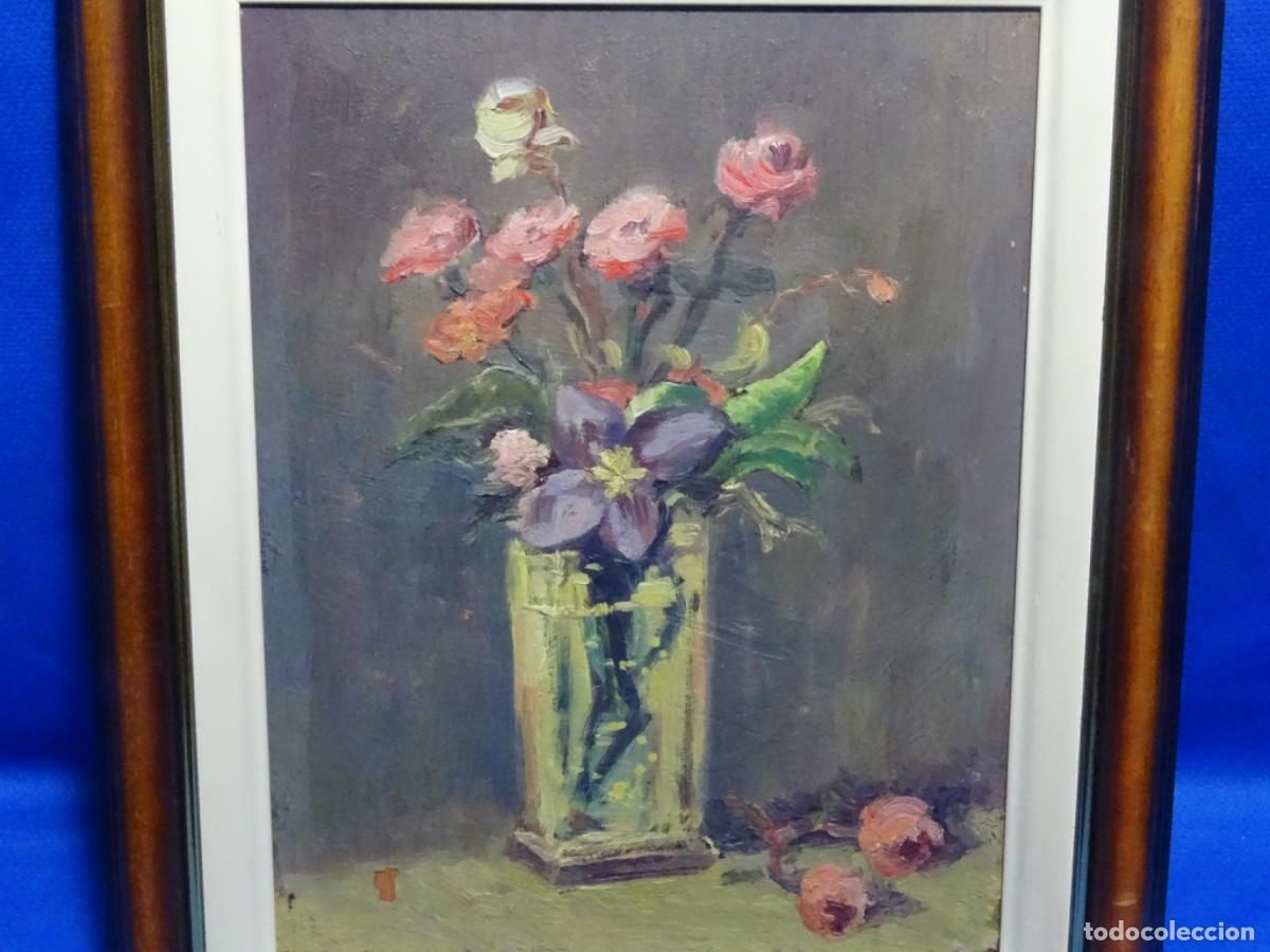 Arte: &Oacute;LEO TABLEX ANONIMO DE BUEN TRAZO. BODEGON FLOES. - Foto 2