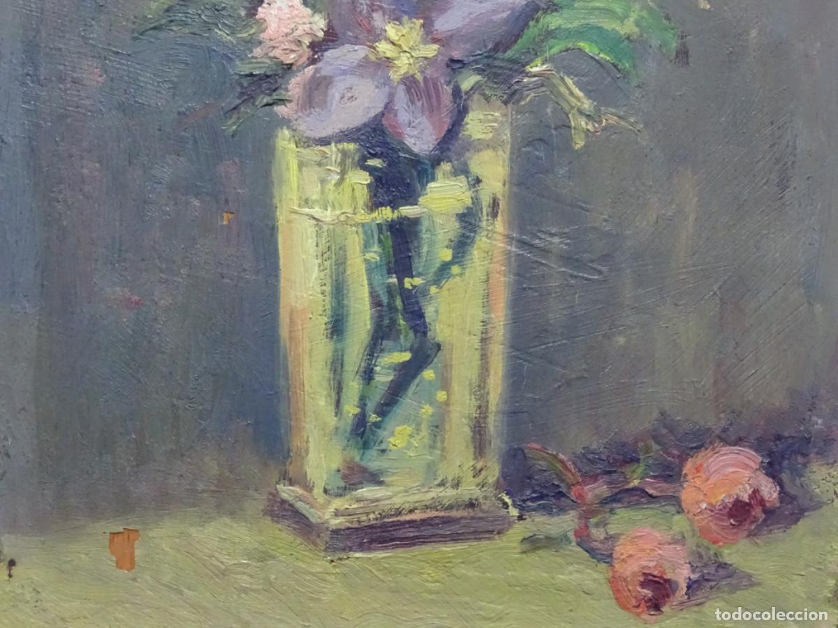 Arte: &Oacute;LEO TABLEX ANONIMO DE BUEN TRAZO. BODEGON FLOES. - Foto 4