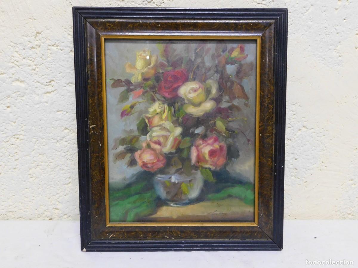 Arte: OLEO SOBRE TABLA - FLORES - Foto 1