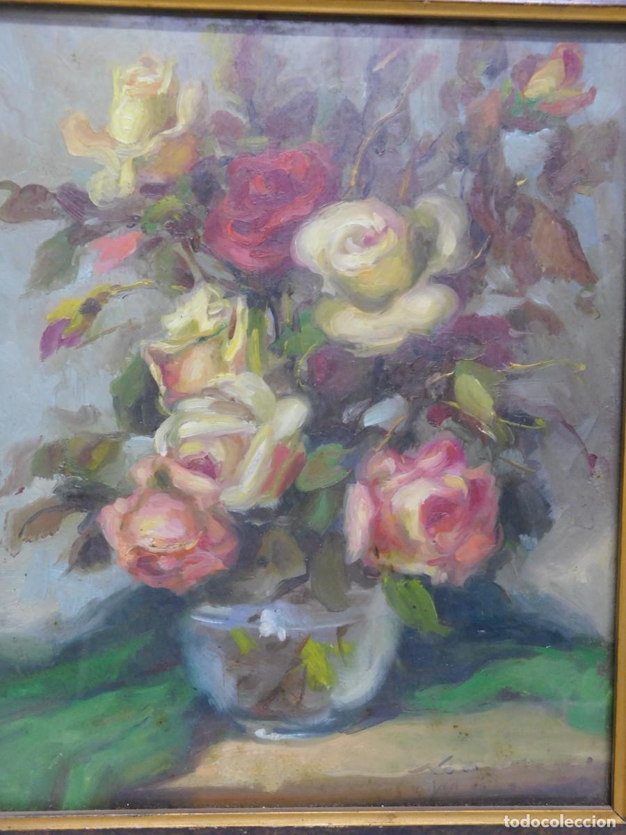 Arte: OLEO SOBRE TABLA - FLORES - Foto 2