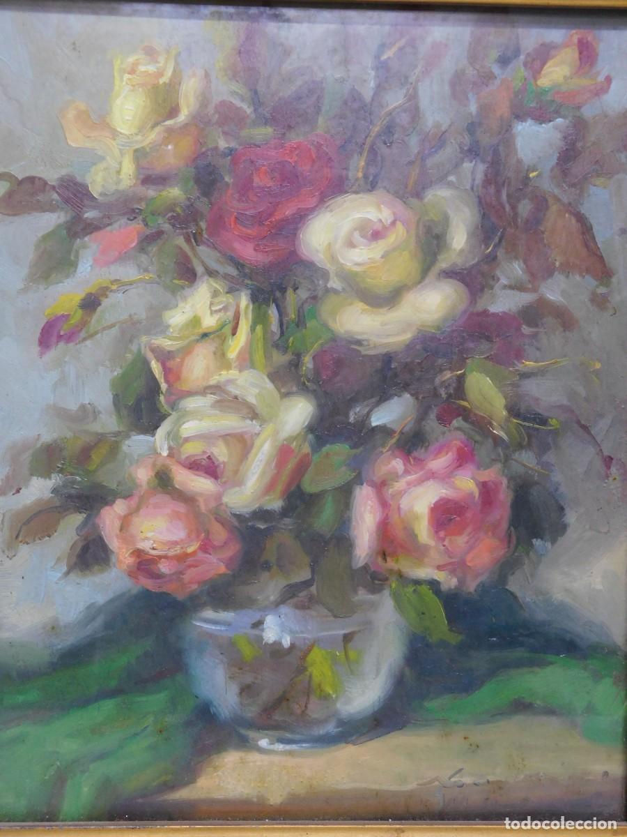 Arte: OLEO SOBRE TABLA - FLORES - Foto 3