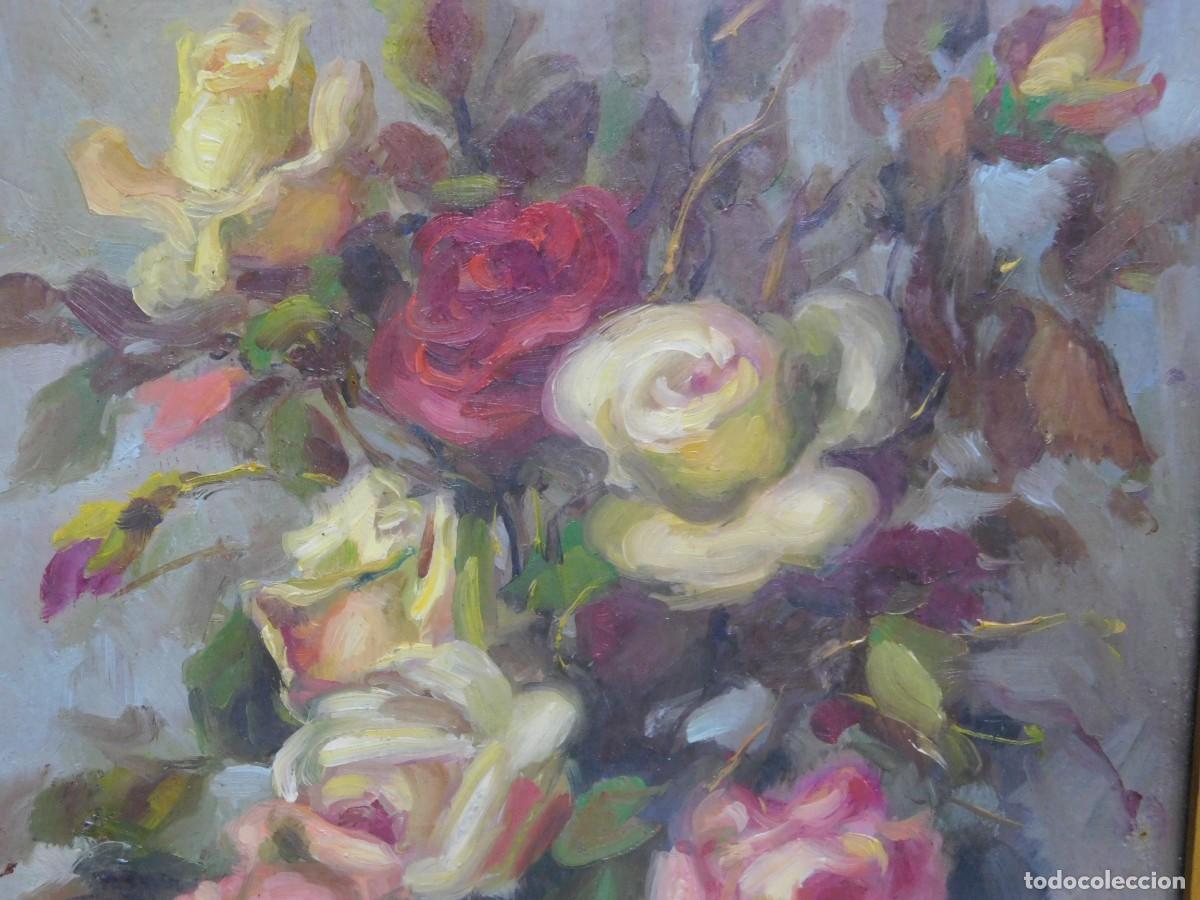 Arte: OLEO SOBRE TABLA - FLORES - Foto 4