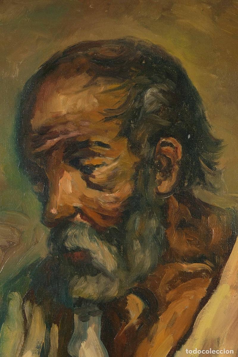Arte: &Oacute;leo sobre lienzo pegado a t&aacute;blex Anciano - Foto 3