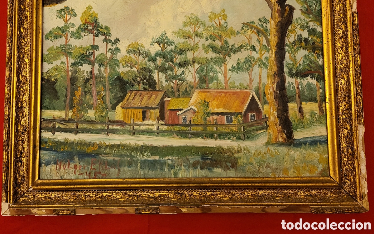 Arte: Cuadro antiguo sueco - Foto 3