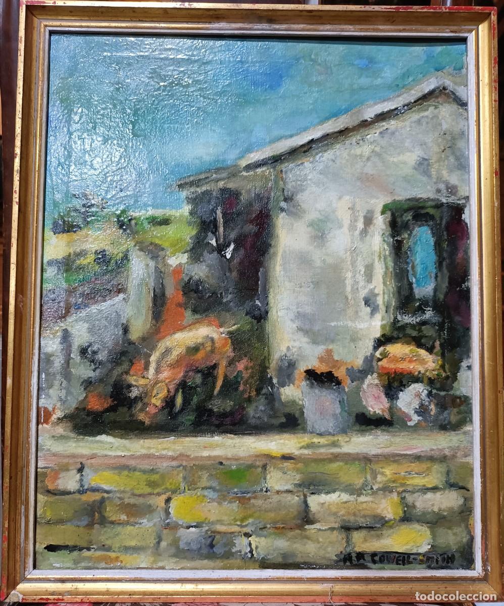 Arte: COWELL SMITH. GRANJA DE CERDOS. O/L - Foto 3