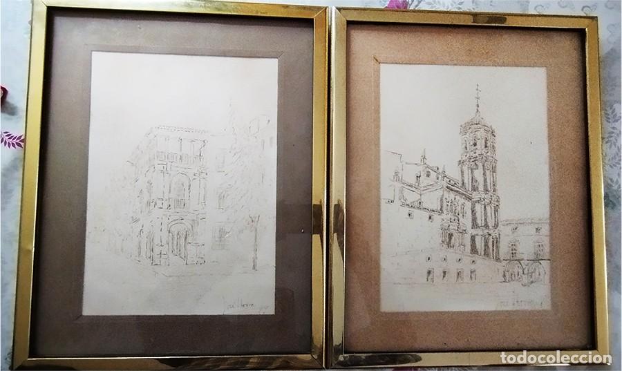 Art: 2 CUADROS PAISAJES URBANOS EN CARBONCILLO JOSE IBORRA MIDEN 47/38 CM