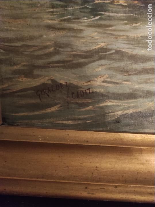 Arte: Oleo sobre lienzo puerto de cadiz - Foto 6