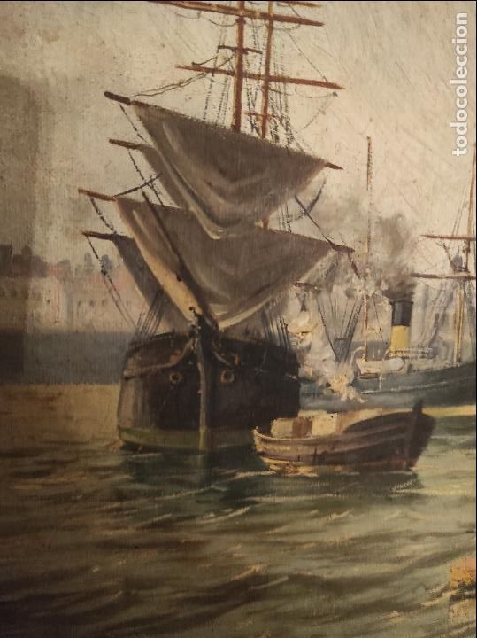 Arte: Oleo sobre lienzo puerto de cadiz - Foto 7