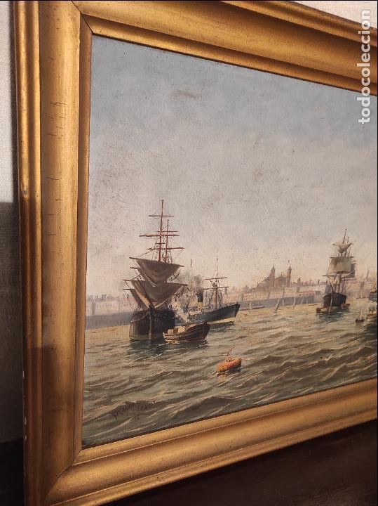 Arte: Oleo sobre lienzo puerto de cadiz - Foto 8
