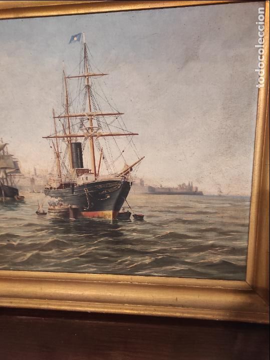 Arte: Oleo sobre lienzo puerto de cadiz - Foto 9