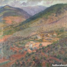 Arte: JOAN VILA CINCA (SABADELL, 1856-1938) - PAISAJE CON PUEBLO.OLEO/TELA.FIRMADO.