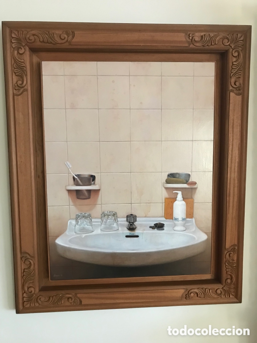 Arte: Oleo sobre madera con marco de madera tallada - Foto 2