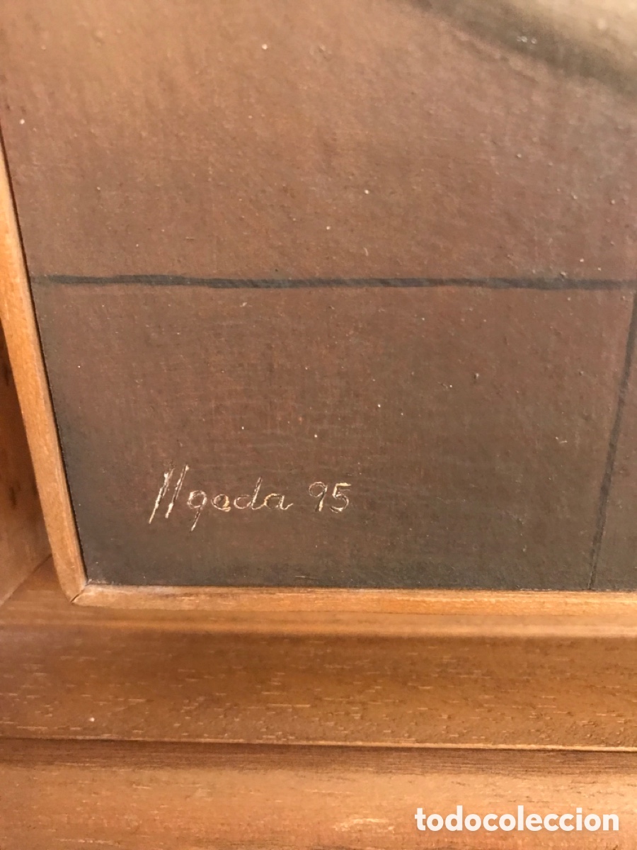 Arte: Oleo sobre madera con marco de madera tallada - Foto 16