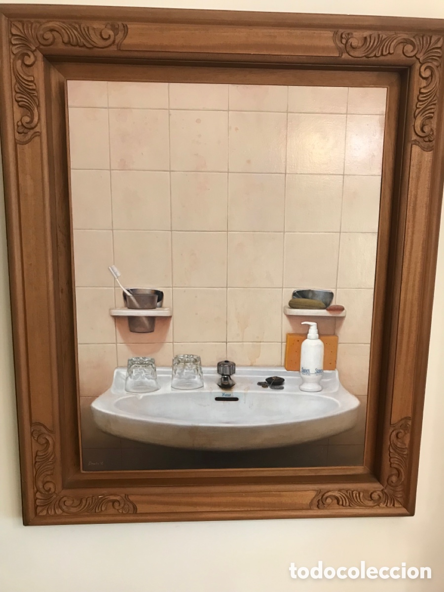 Arte: Oleo sobre madera con marco de madera tallada - Foto 18
