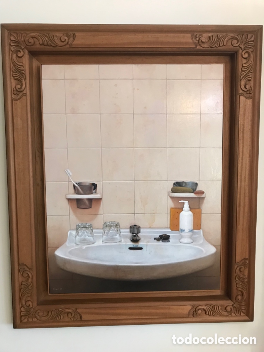 Arte: Oleo sobre madera con marco de madera tallada - Foto 1