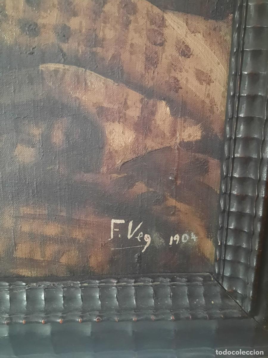 Arte: &Oacute;leo de un pastor. Firmado E.Vega - Foto 2