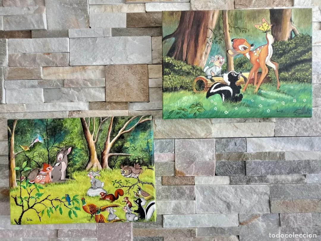 Arte: 2 lienzos infantiles Bambi al &oacute;leo - Foto 1
