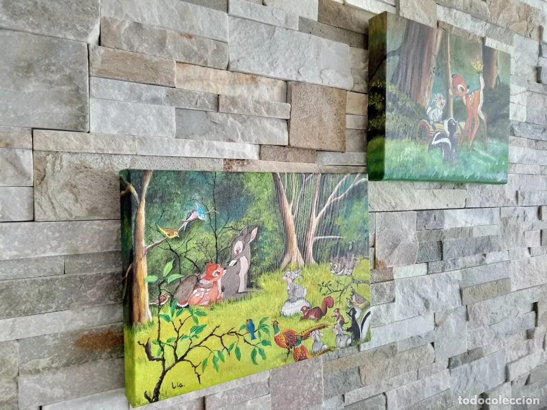Arte: 2 lienzos infantiles Bambi al &oacute;leo - Foto 3