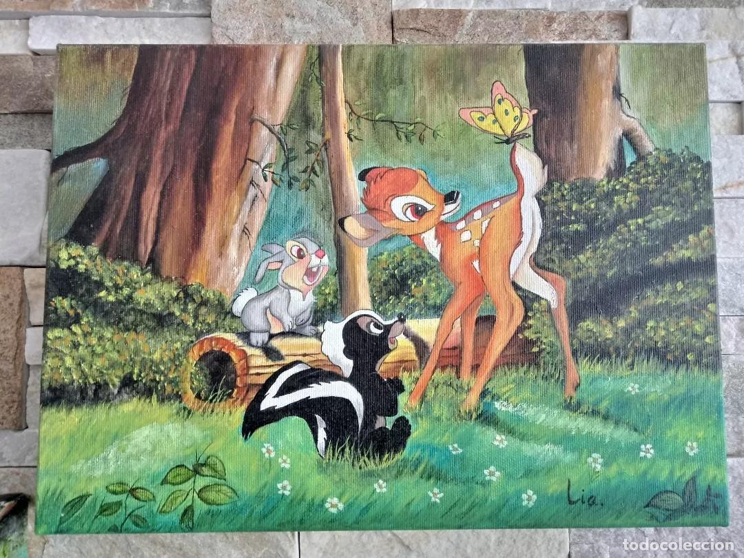 Arte: 2 lienzos infantiles Bambi al &oacute;leo - Foto 5