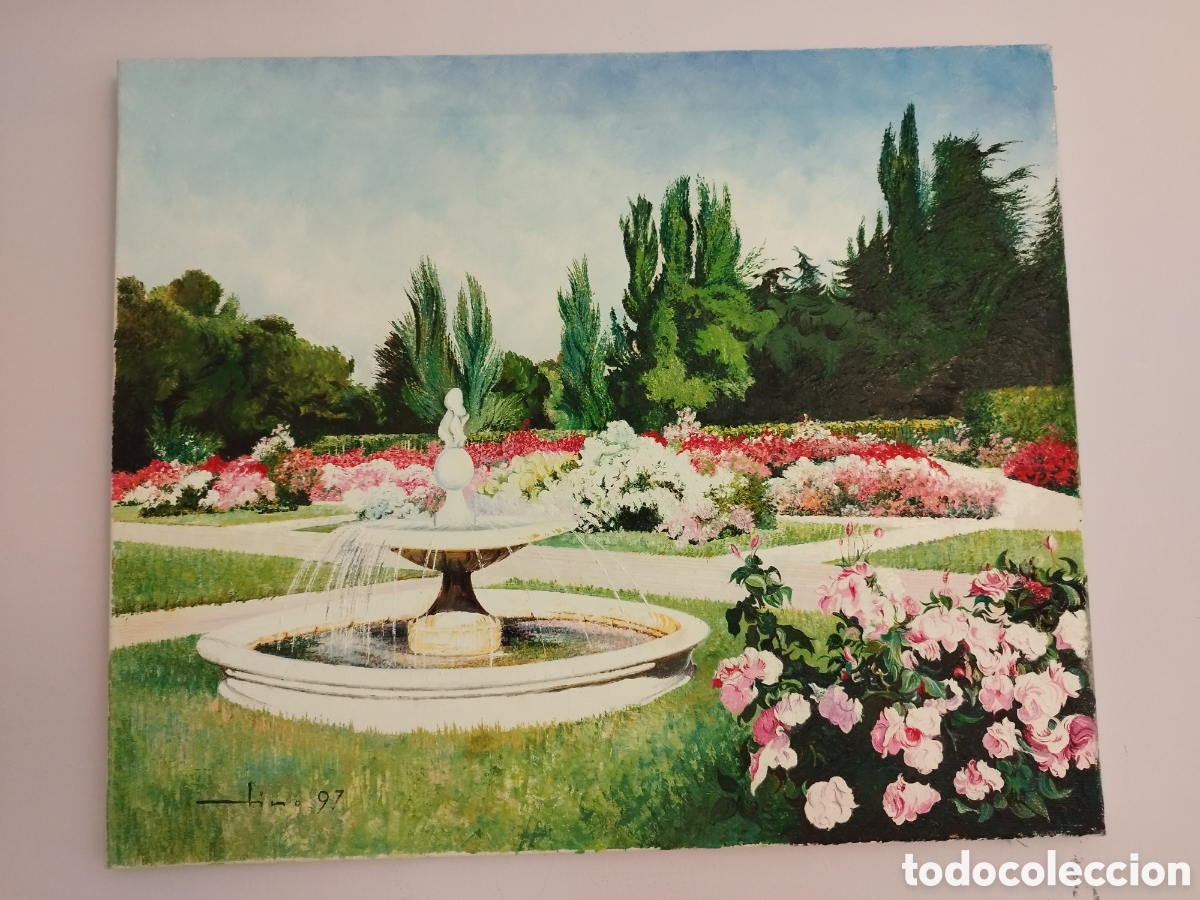 Arte: &Oacute;leo sobre lienzo: primavera en el parque - Foto 1