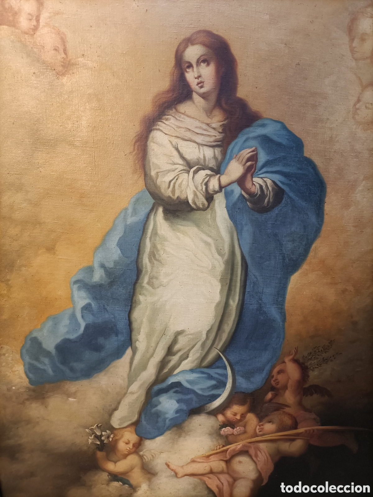 Arte: Oleo sobre lienzo de Inmaculada, primer cuarto del XIX. - Foto 5