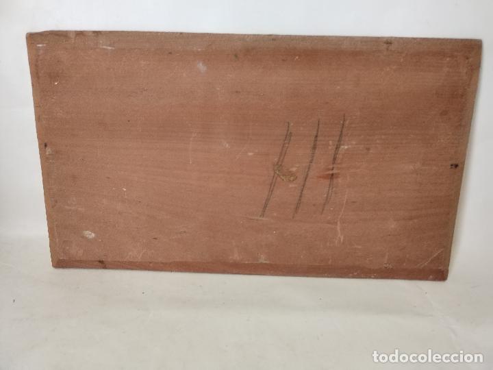Arte: tabla antigua con paisaje - Foto 3
