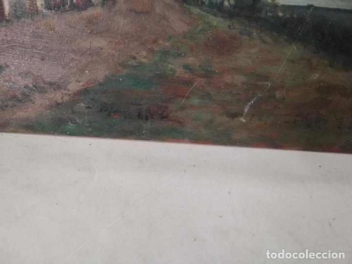 Arte: tabla antigua con paisaje - Foto 3