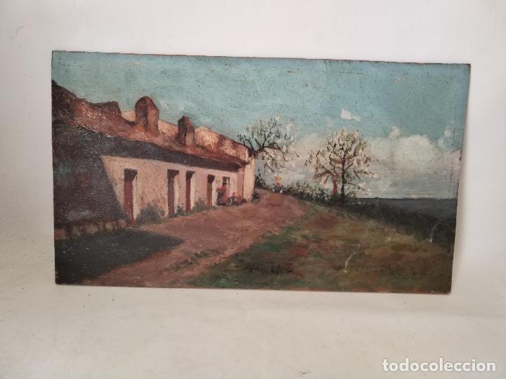 Arte: tabla antigua con paisaje - Foto 4