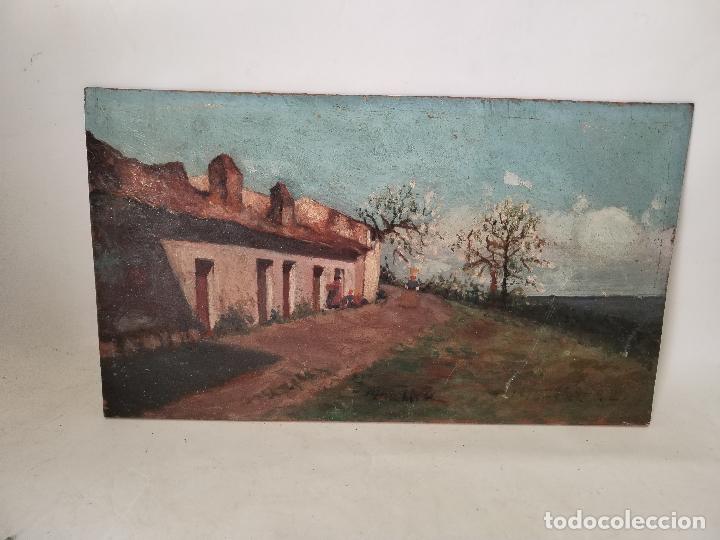 Arte: tabla antigua con paisaje - Foto 5