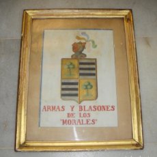 Arte: ESCUDO DE ARMAS Y BLASONES DE LOS MORALES. FIRMADO Y FECHADO: J. MADRID - 1876