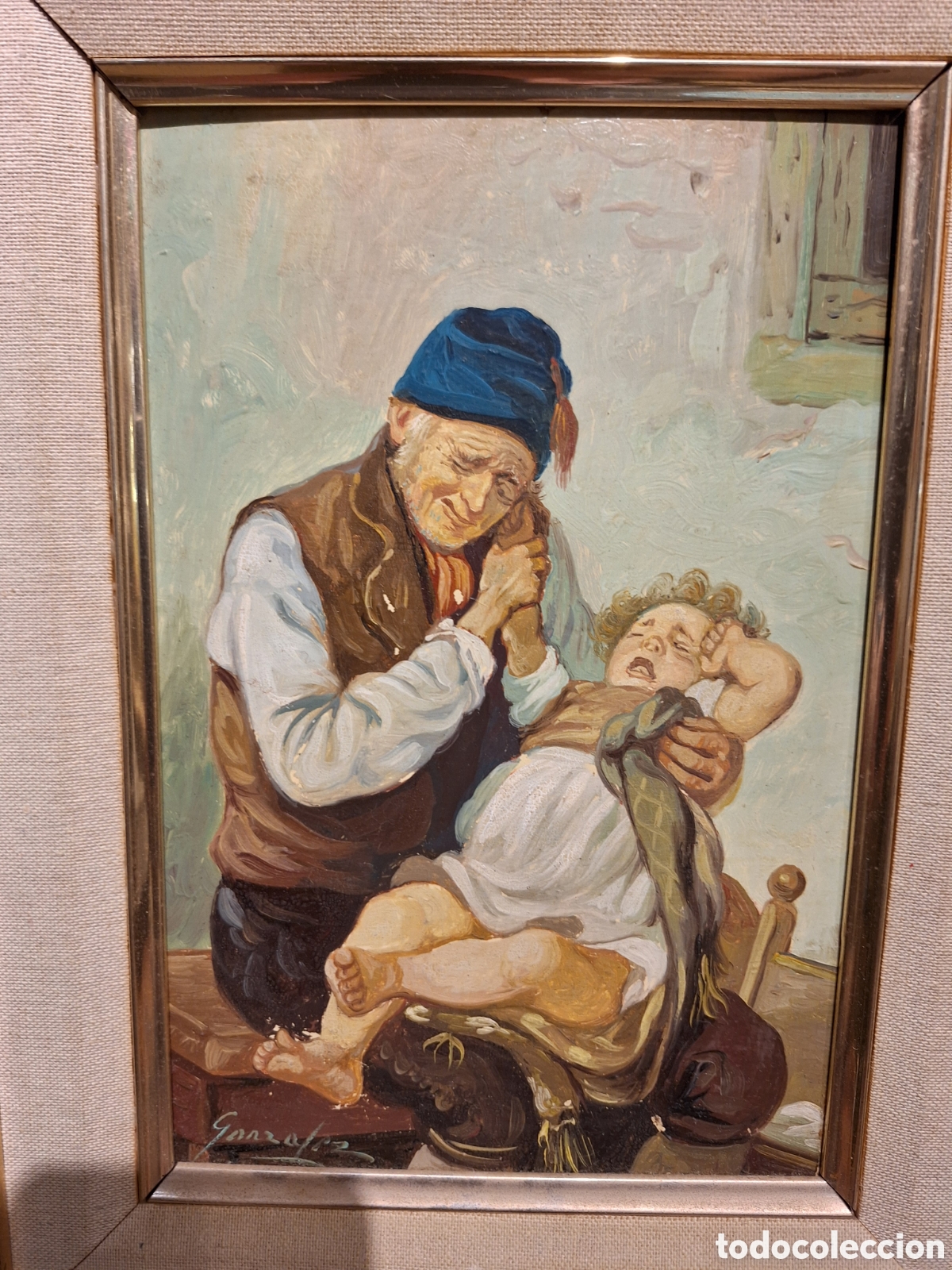Arte: &Oacute;leo tabla abuelo con ni&ntilde;o - Foto 2