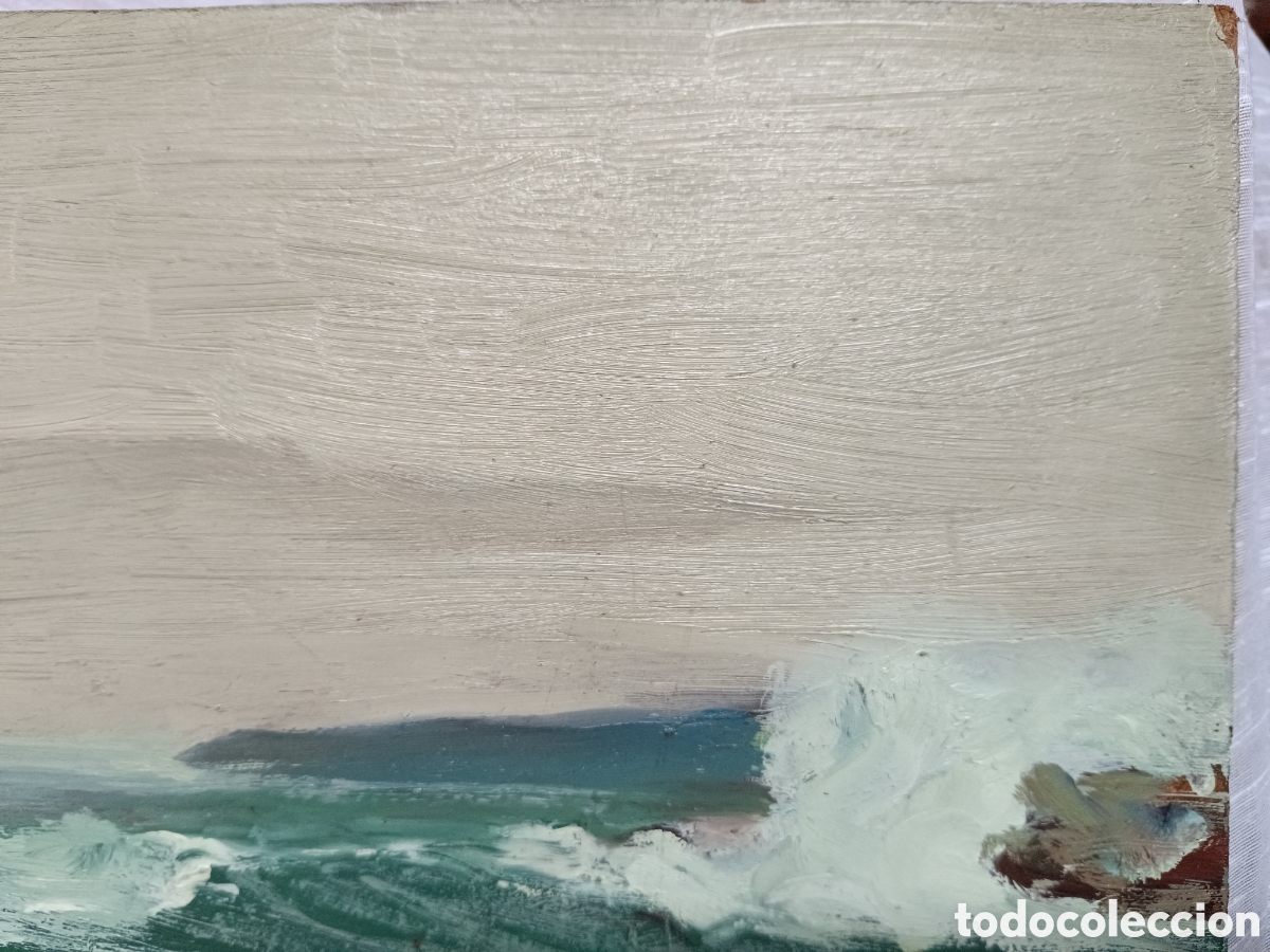 Arte: Oleo marina olas rompiendo en las rocas - Foto 4