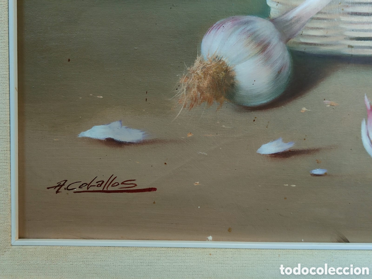 Arte: Bodeg&oacute;n, &oacute;leo sobre lienzo. Anselmo Ceballos. - Foto 2