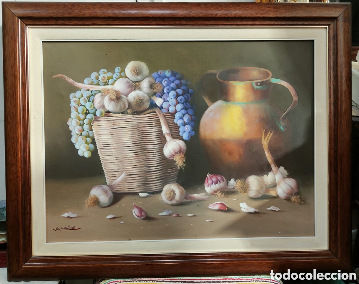 Arte: Bodeg&oacute;n, &oacute;leo sobre lienzo. Anselmo Ceballos. - Foto 1