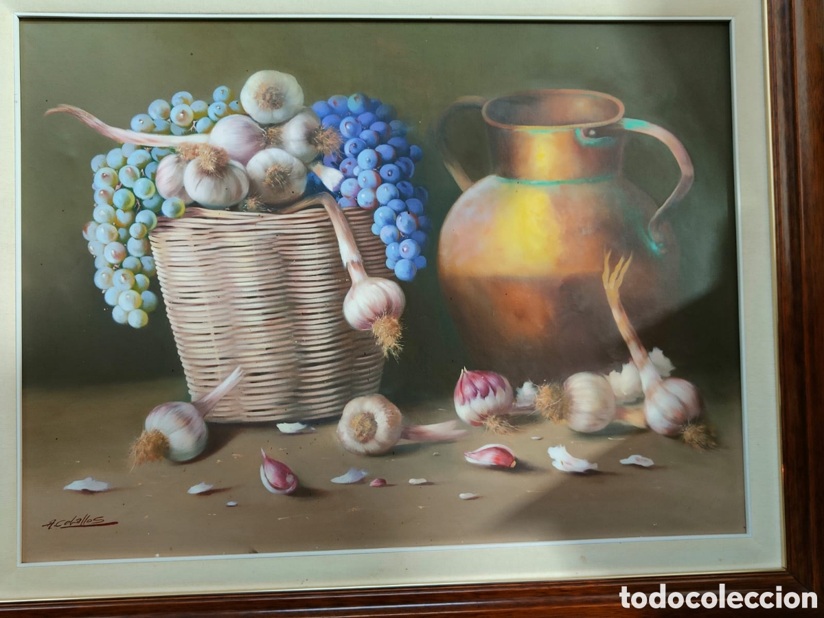 Arte: Bodeg&oacute;n, &oacute;leo sobre lienzo. Anselmo Ceballos. - Foto 5