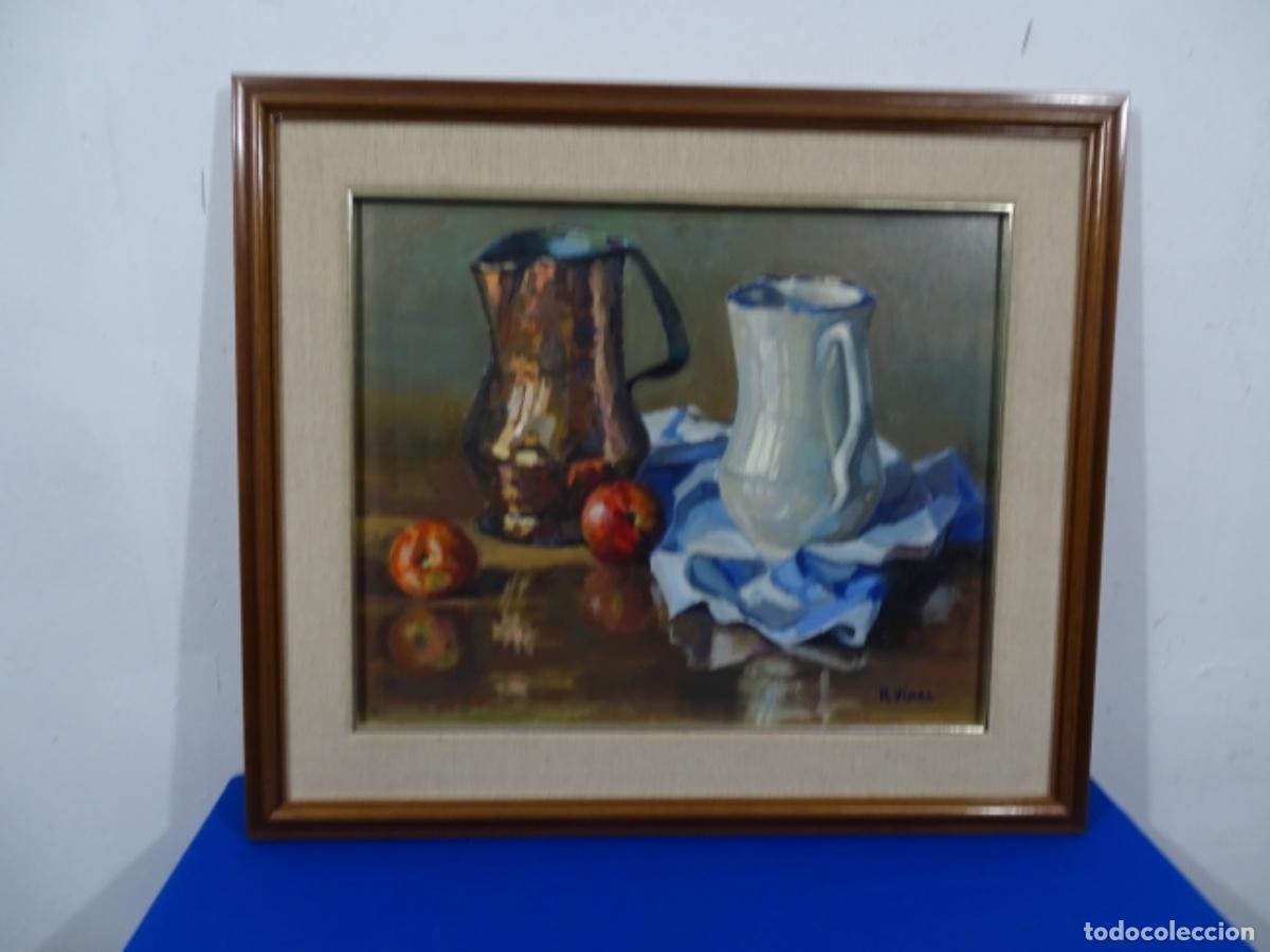 Arte: &Oacute;LEO TABLEX FIRMADO R. VIDAL. BODEGON. - Foto 1