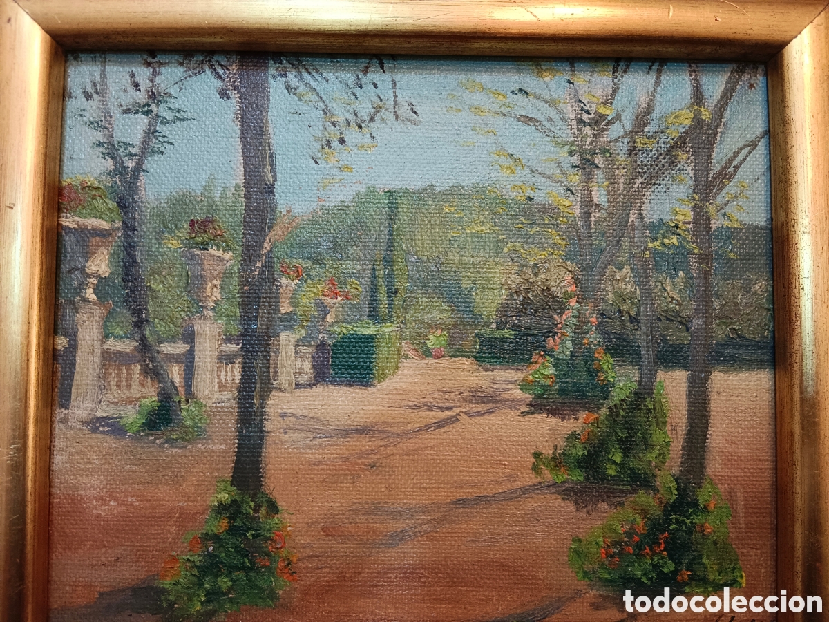 Art: &Oacute;leo sobre madera, firmado. Ilegible 61'