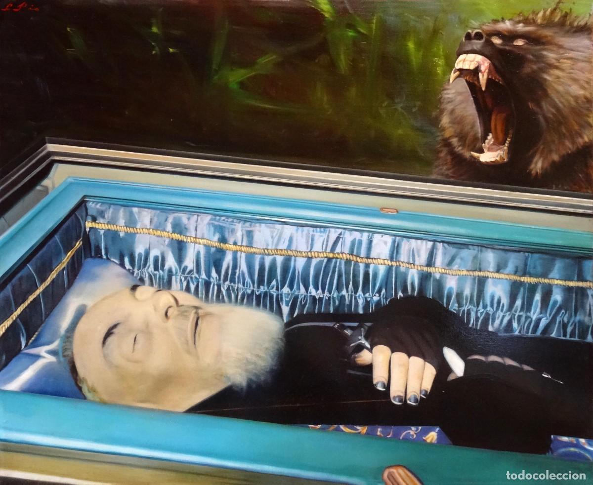 Arte: Pintura figurativa retrato entierro Padre P&iacute;o pintor italiano Luca del Baldo