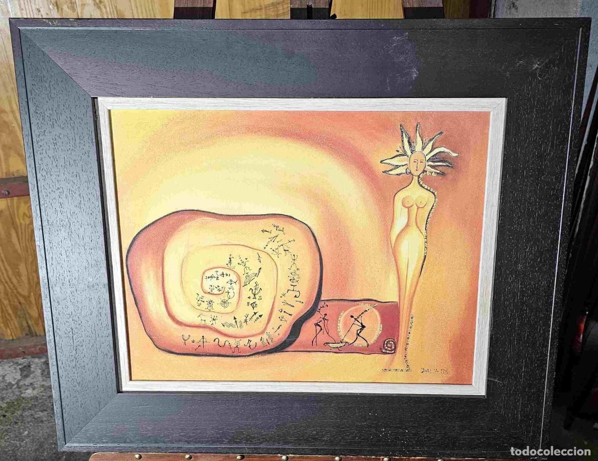 Arte: CUADRO DECORATIVO ETNICO TECNICA MIXTA FIRMADO DALIA 03
