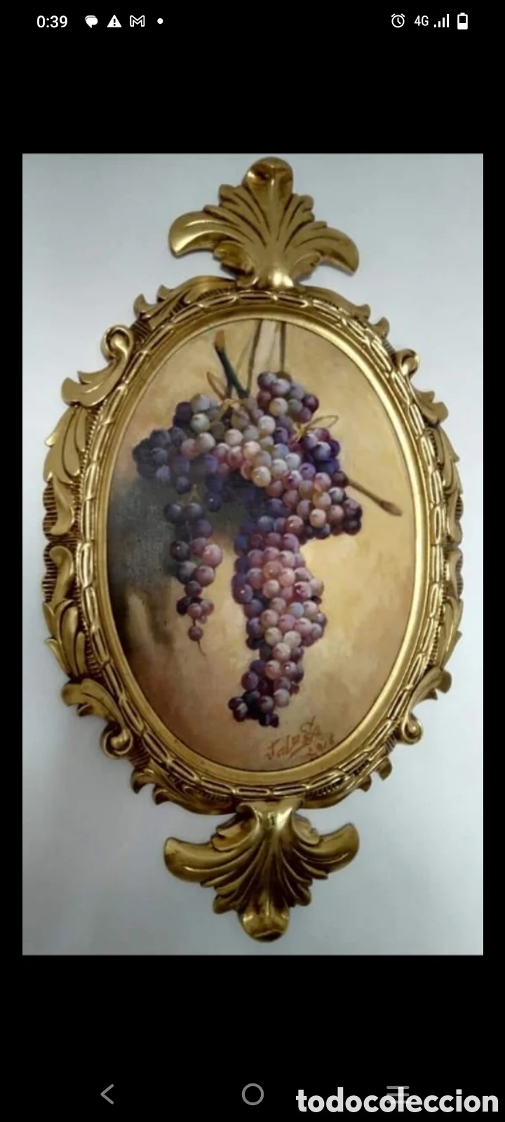 Arte: Precioso oleo de racimo de uvas - Foto 1