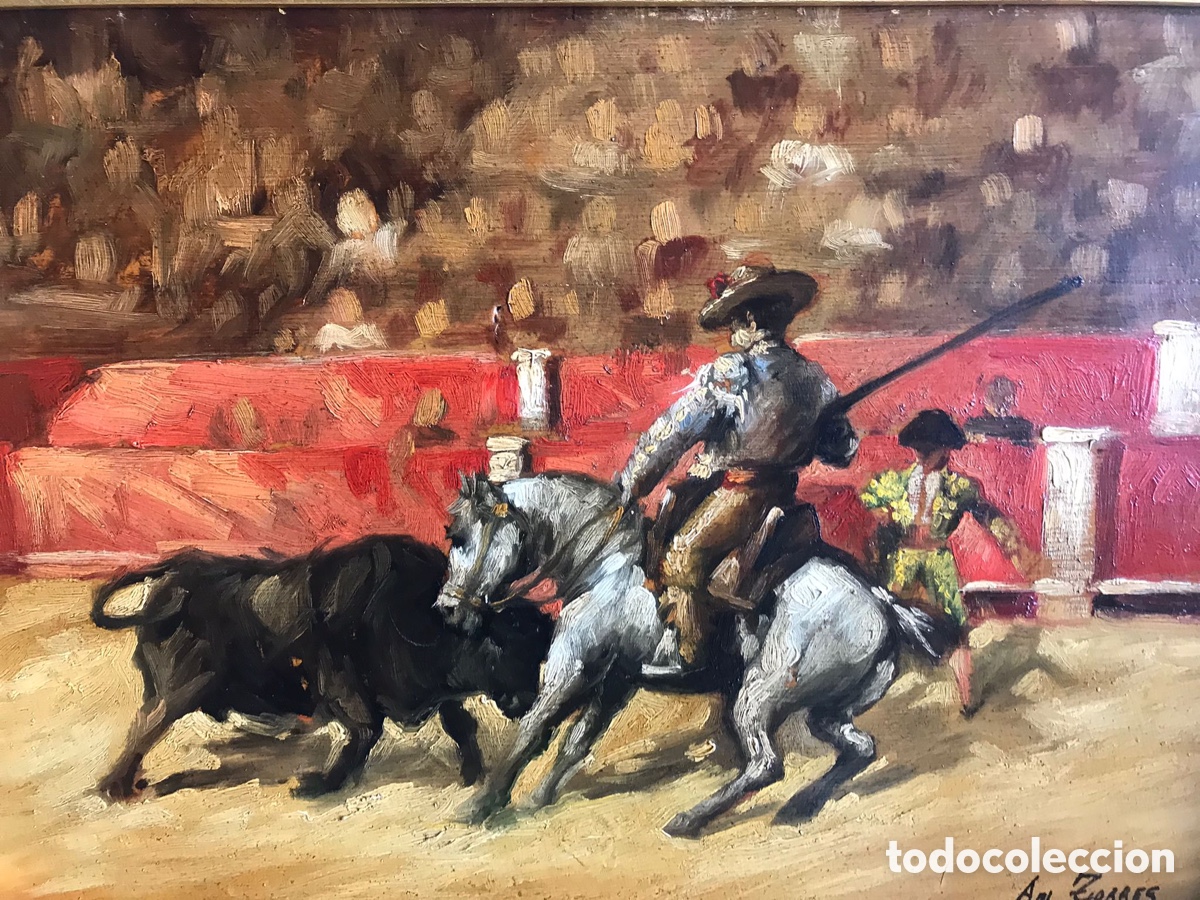 Arte: Oleo sobre tabla. Representa picador - Foto 2