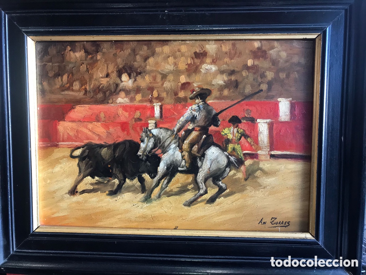 Arte: Oleo sobre tabla. Representa picador - Foto 1