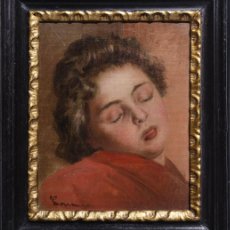 Arte: PORTRAIT SLEEPING GIRL BY DANISH GERMAN GENRE PAINTING MASTER 19TH CENTURY
