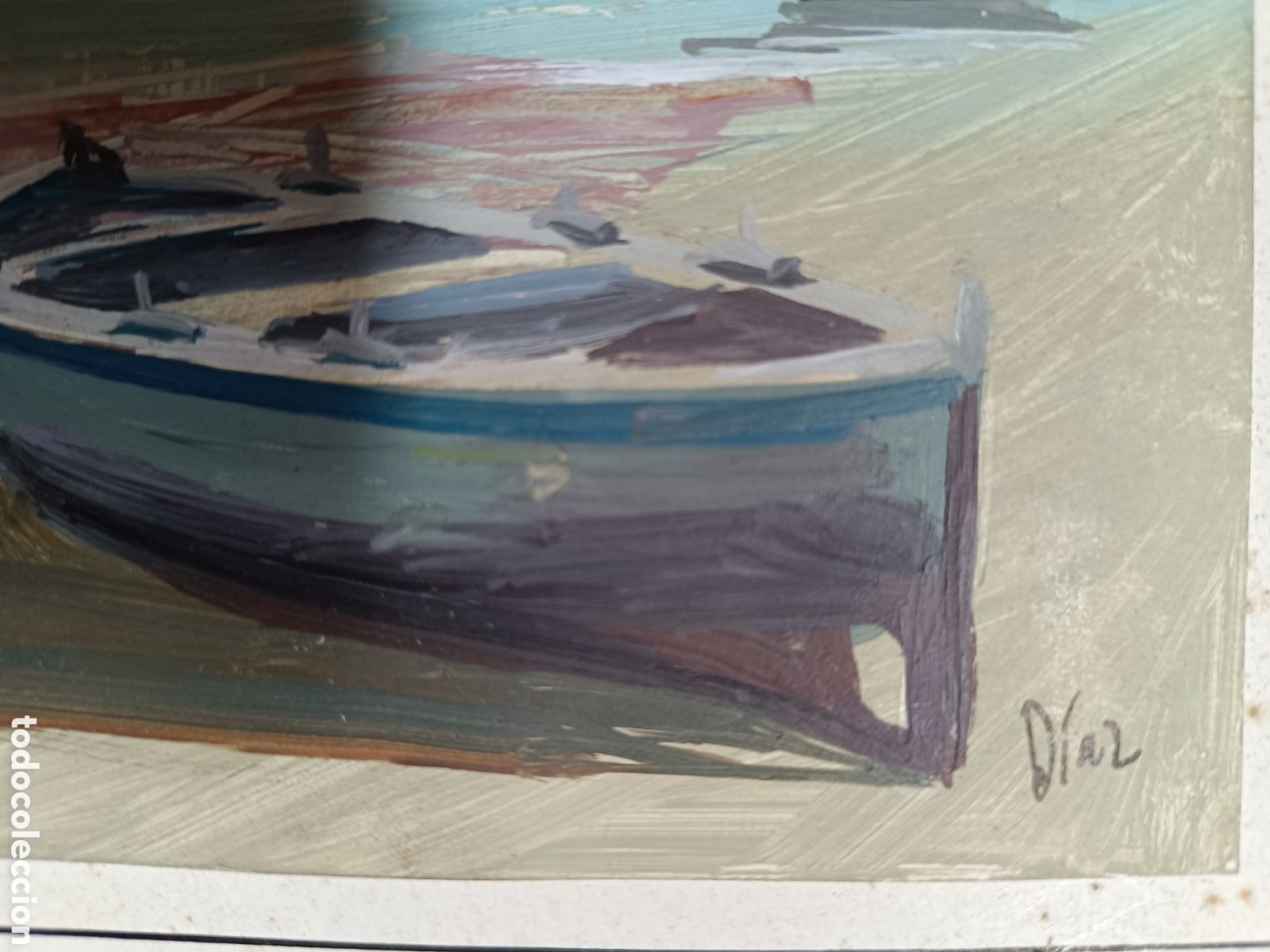 Arte: Oleo marina barca por Diaz - Foto 2