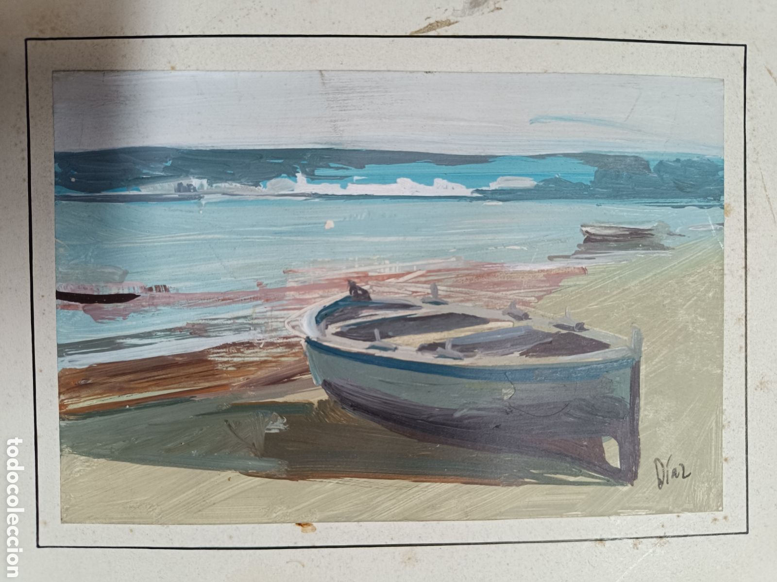 Arte: Oleo marina barca por Diaz - Foto 1