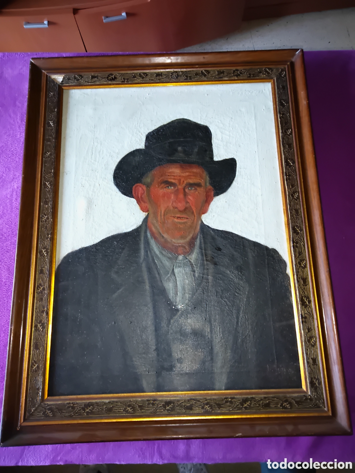 Arte: ANTIGUO RETRATO PRINCIPIOS SIGLO XX FIRMA D.SOMANO (ALICANTE)REPRESENTA ANCIANO &Eacute;POCA 80X63 CM