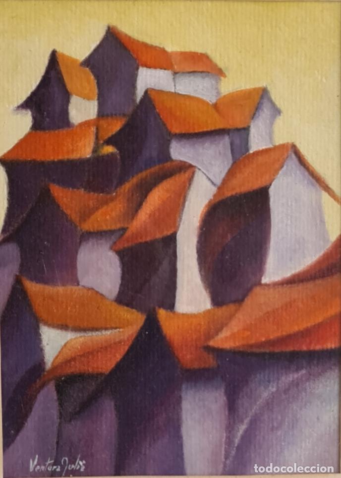 Kunst: CONJUNTO DE CASAS. TEMPERA SOBRE PAPEL. FIRMADO VENTURA JULI&Aacute;. SIGLO XX.