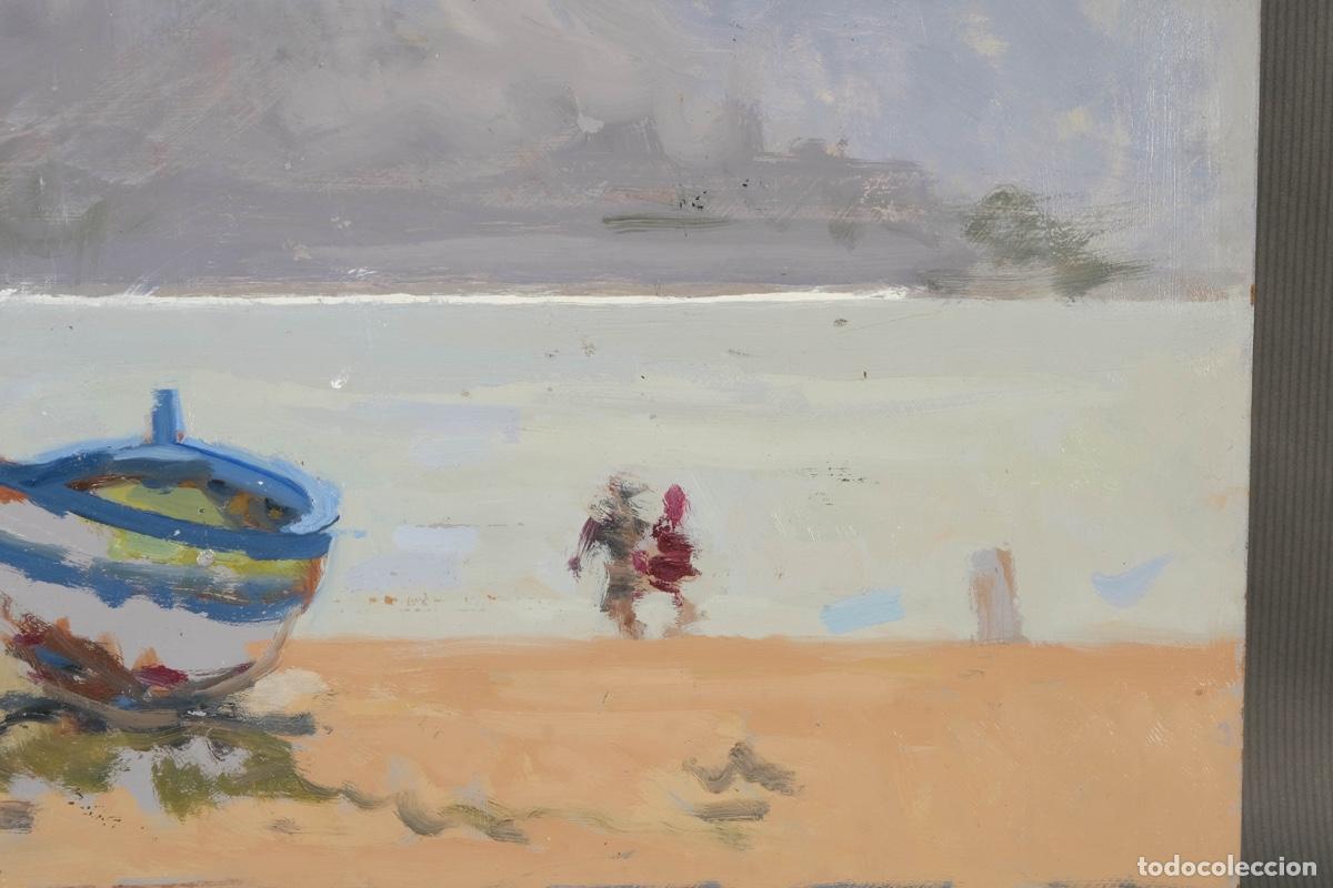 Arte: Ferran Andreu Planas &oacute;leo sobre t&aacute;blex Playa con barcas - Foto 5