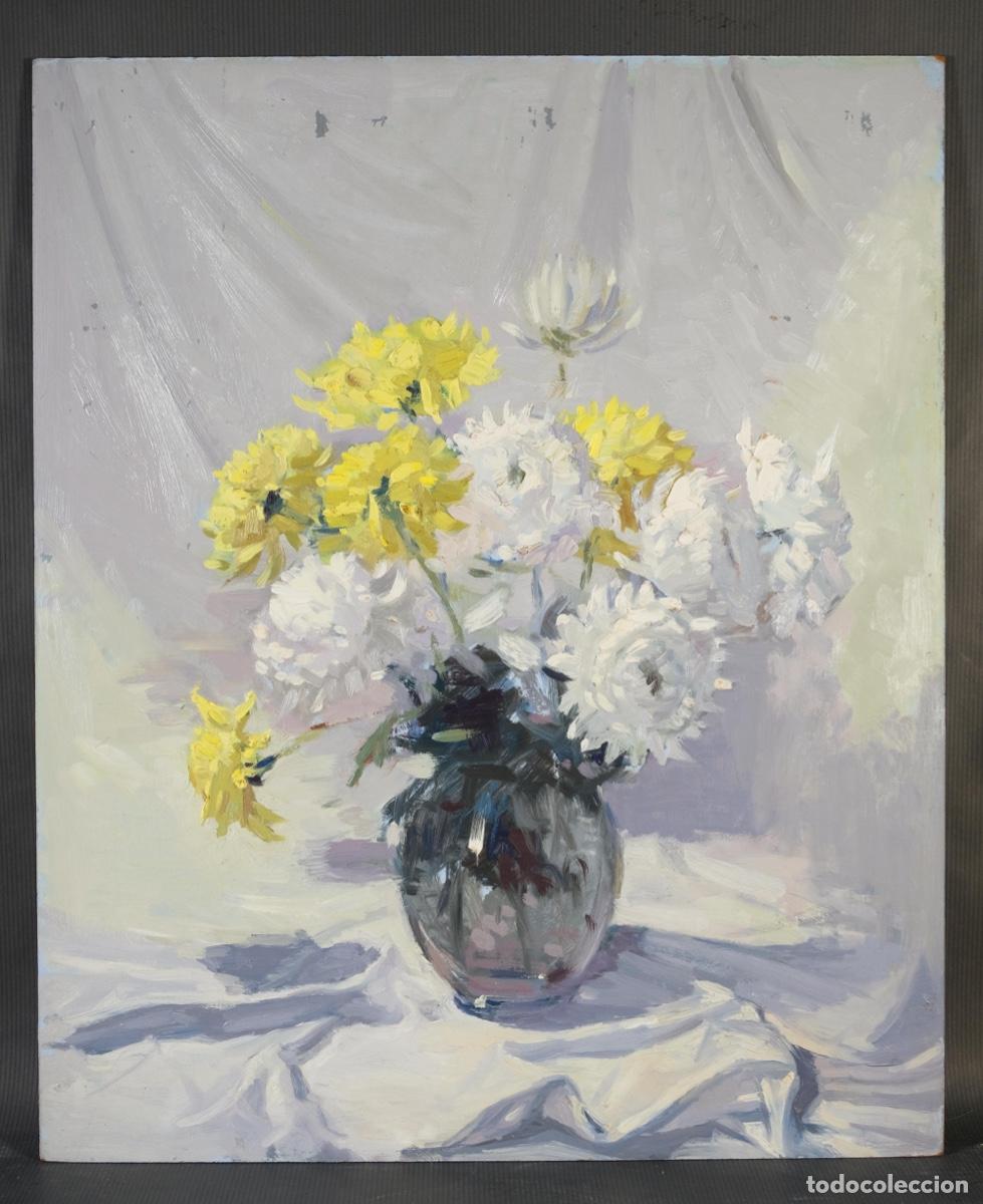 Arte: Ferran Andreu Planas &oacute;leo sobre t&aacute;blex Flores - Foto 2