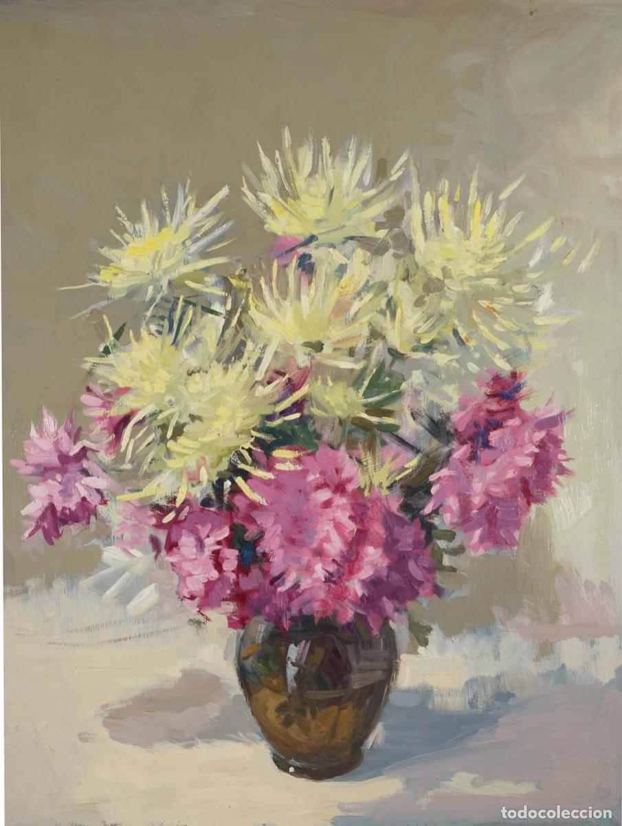 Arte: Ferran Andreu Planas &oacute;leo sobre t&aacute;blex Flores - Foto 1